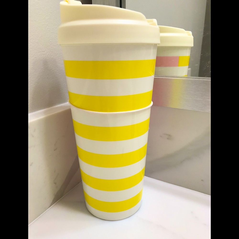 🆕🔥RARE KATE ♠️SPADE 16 FL OZ.SUPER CUTE&REALLY BEAUTIFUL 2TONE STRIPED TUMBLER - Picture 4 of 16